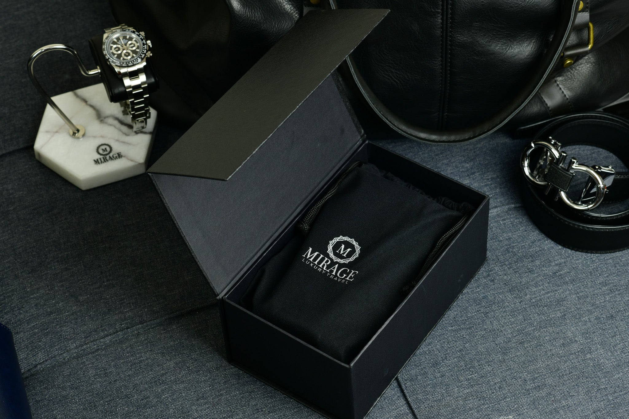 Sable Black Full Grain Cow Leather Watch Roll - 2 Watches