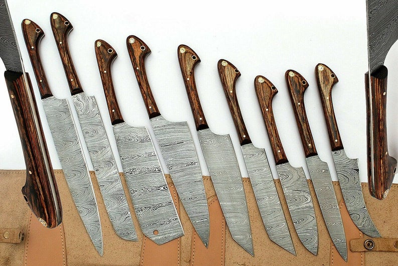 Premium Damascus Knife Set for Kitchen - Handmade Chef Knife Set