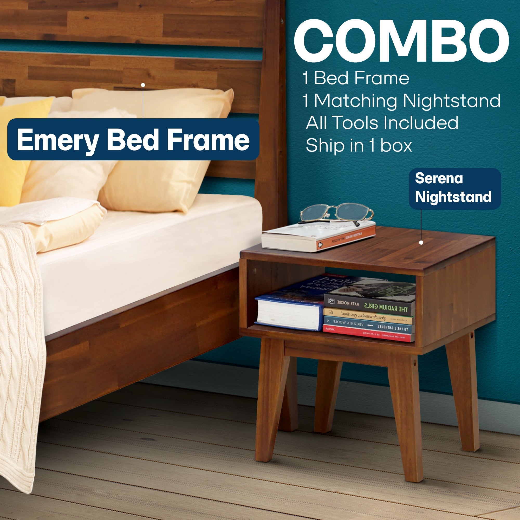Emery Solid Wood Bed Frame