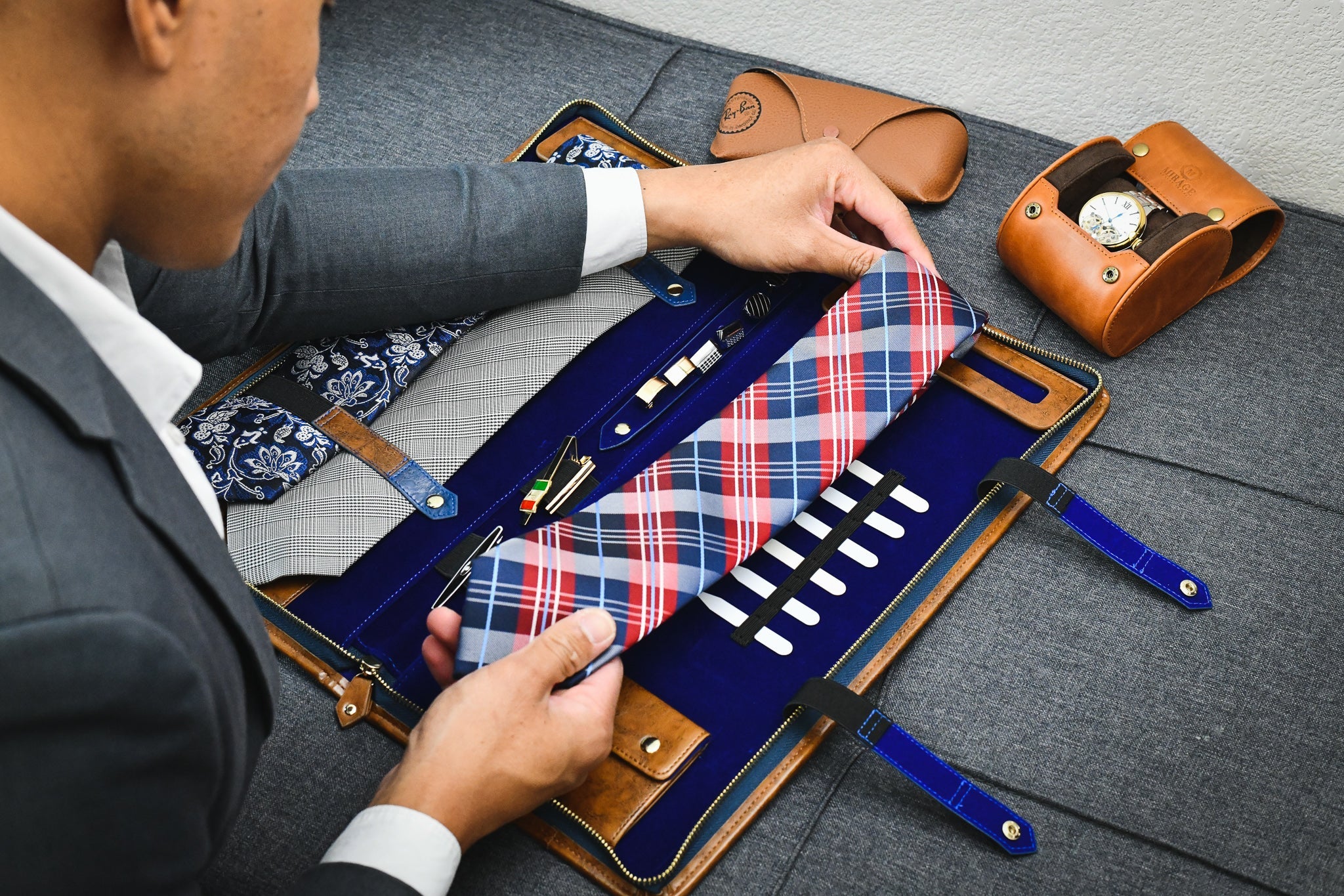 Tie Travel Case Organizer - Royal Blue