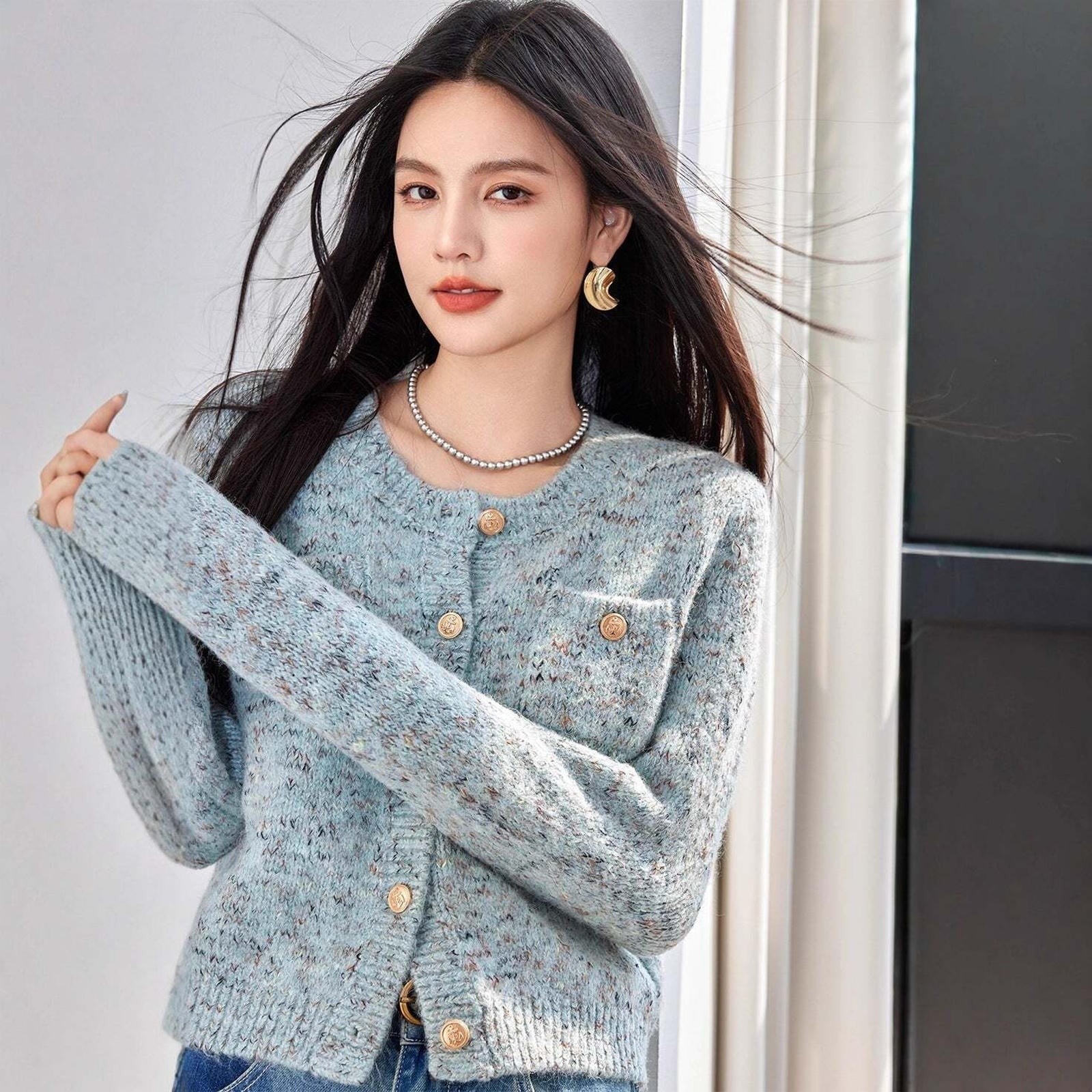 Chic Knit Cardigan Coat for Women, Soft and Cozy Cashmere-Style Sweater, Loose-Fit Elegant Top