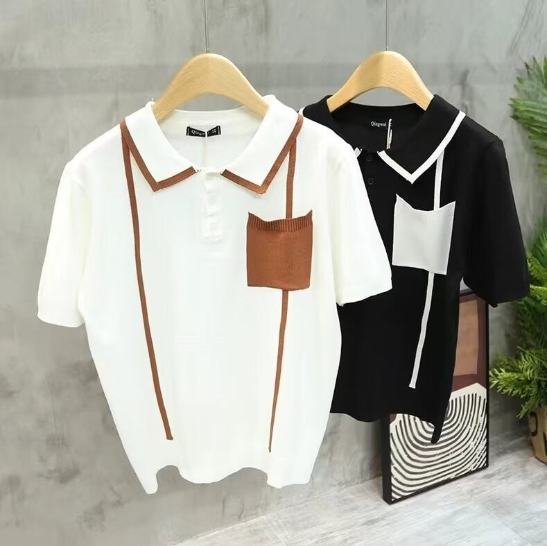 Men's summer T-shirt with collar and short sleeved polo shirt