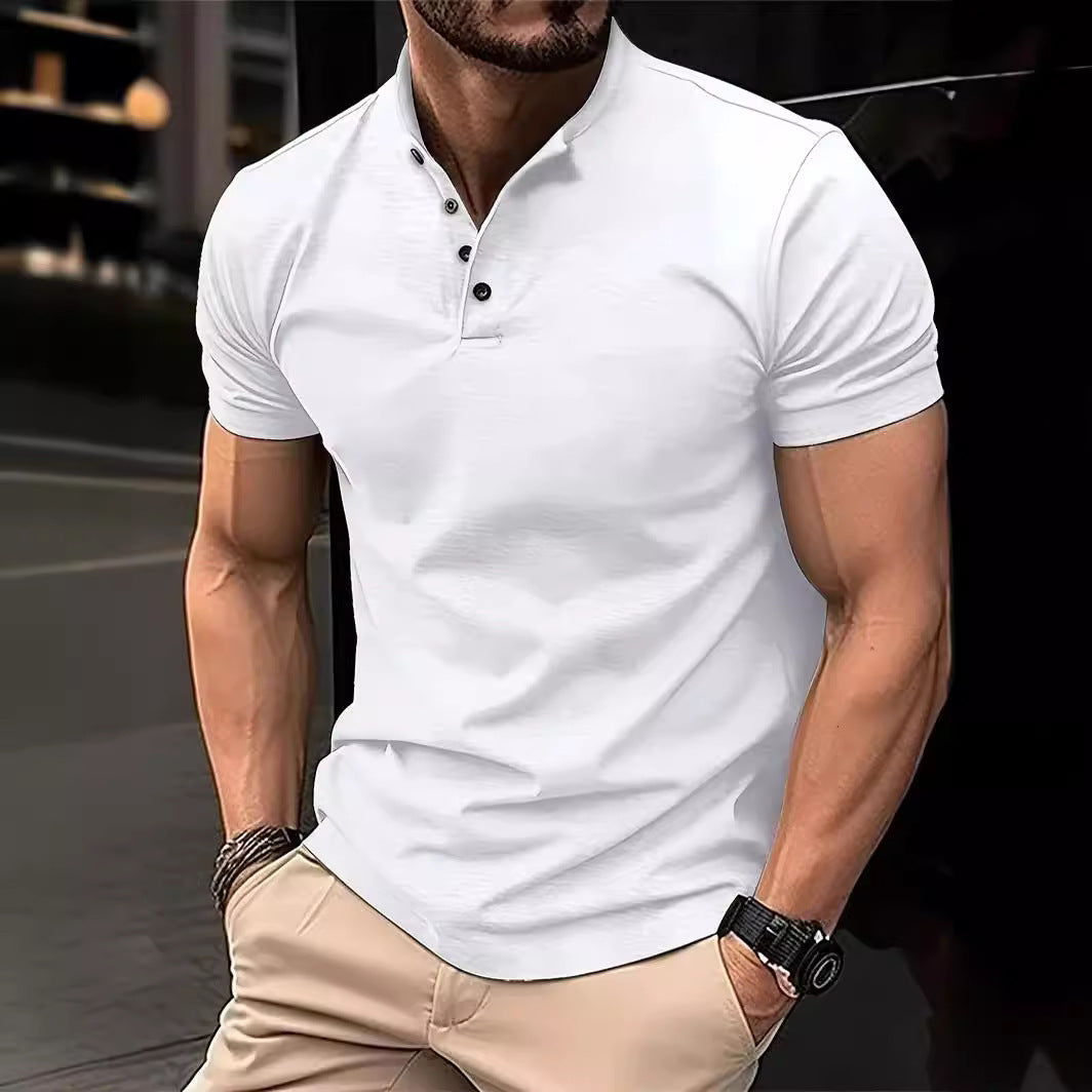 Men's Button Henley Neck Sports Polo Shirt