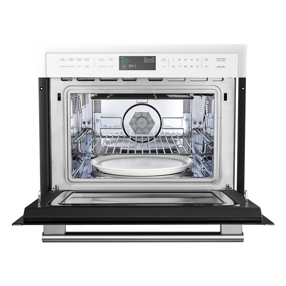 Forno Oliena Espresso White 24-Inch Built-In Microwave and Convection Oven Combo, 1.6 cu.ft, 1750W Convection, 1000W Microwave, Stainless Steel Interior, Glass Touch Controls, Sensor Cooking