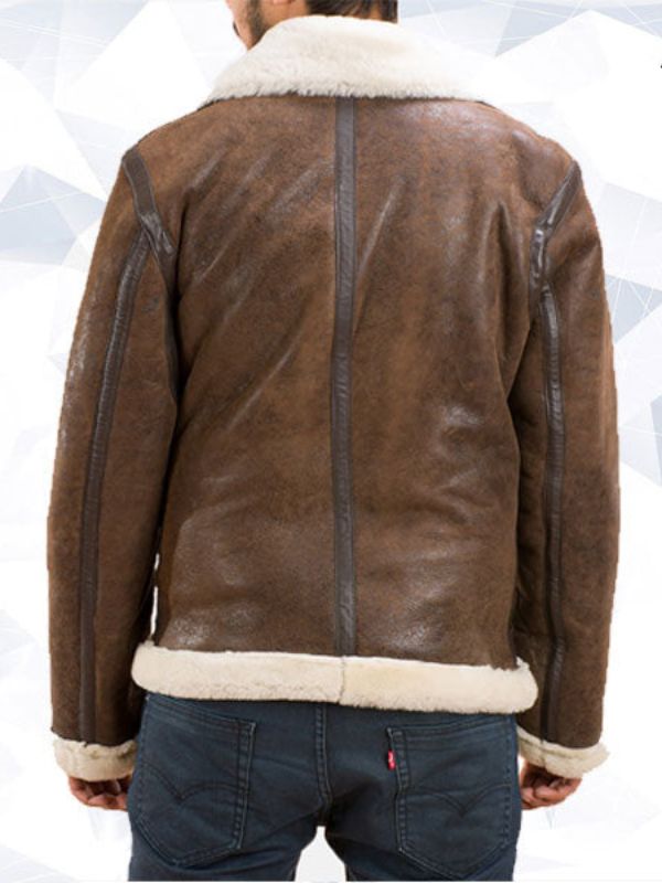 Forest Double Face Shearling Distressed Leather Jacket