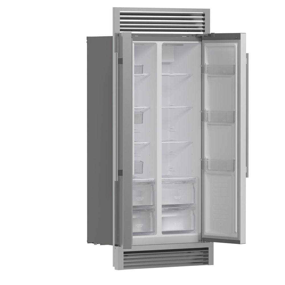 Forno Salerno 37-Inch Built-In Stainless Steel Refrigerator, 15.6 cu.ft, Decorative Grill, ENERGY STAR Certified