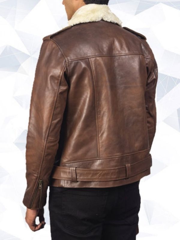 Furton Brown Leather Biker Jacket