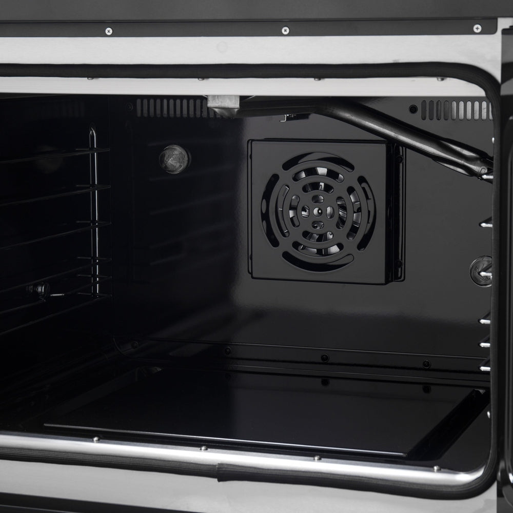 Forno Galiano 30-inch French Door Gas Range Black and Antique Brass Design, 5 Sealed Burners 68,000 BTU, 4.32 cu.ft. Convection Oven