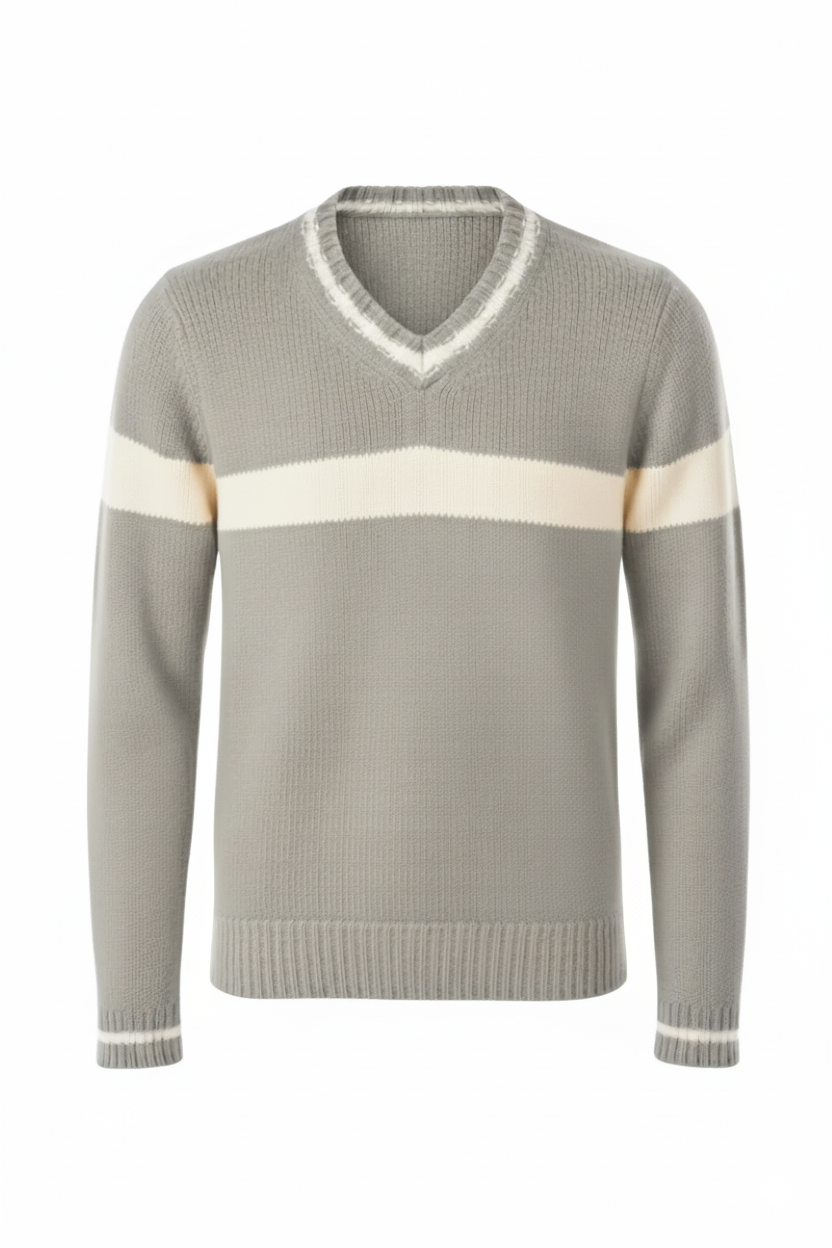 Fedeli Virgin Wool V-Neck Knit Sweater