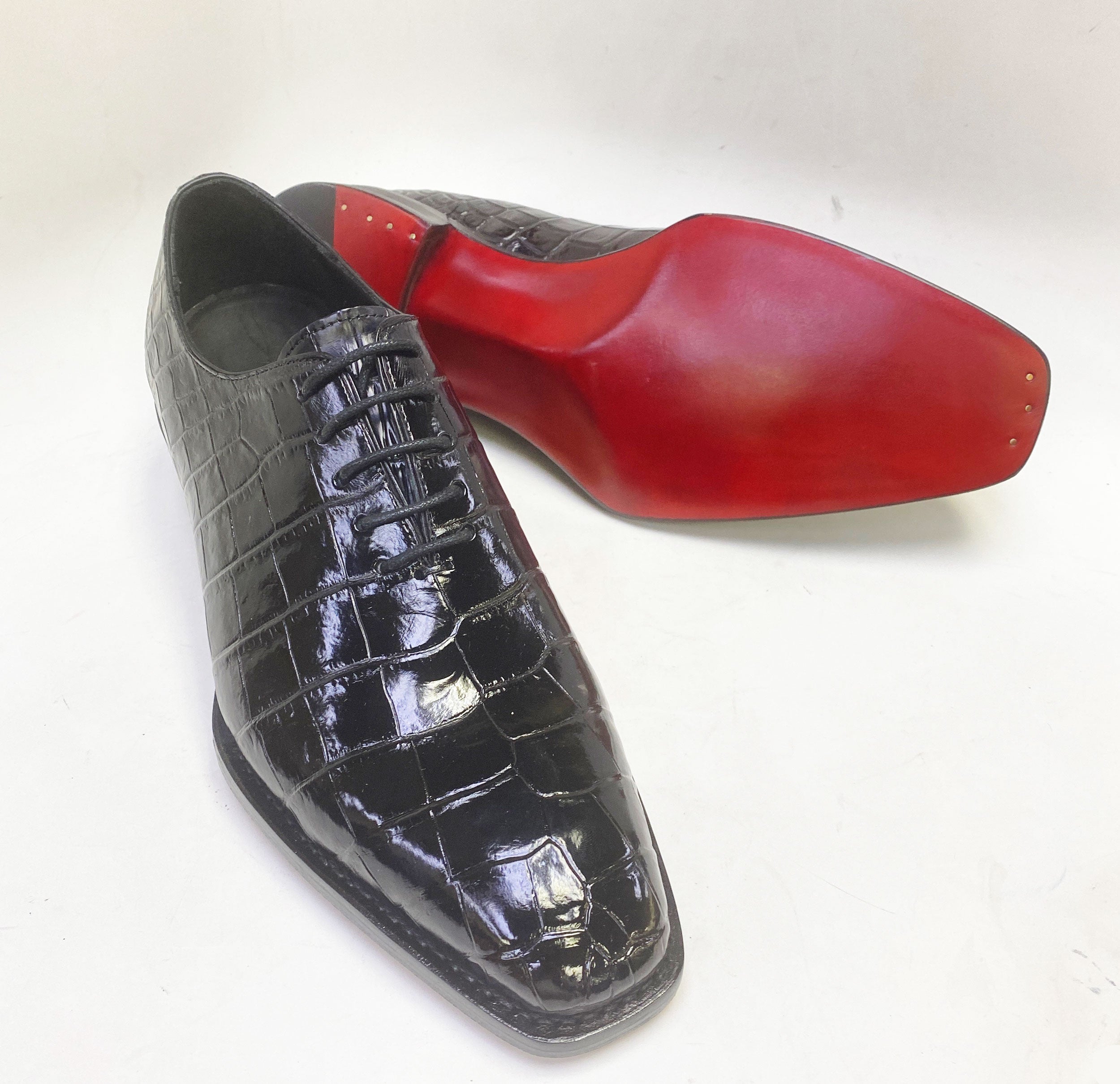 Maurice Gladiator Alligator Lace-Up Oxford - Black