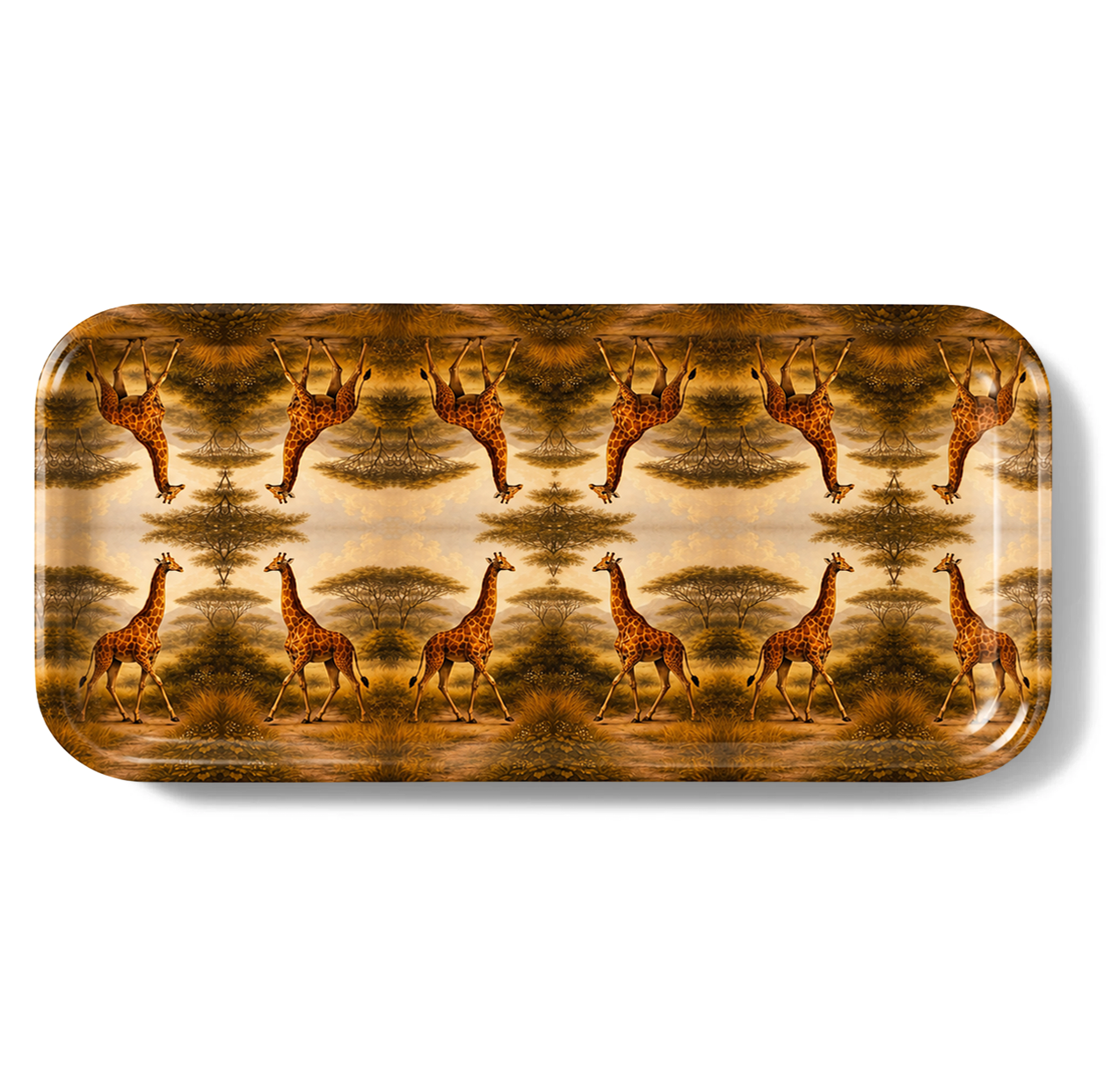Golden Giraffe Narrow Birchwood Small Decorative Tray