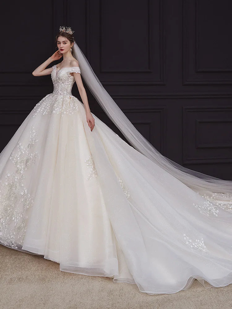 Elegant Off The Shoulder Wedding Gown EDW469