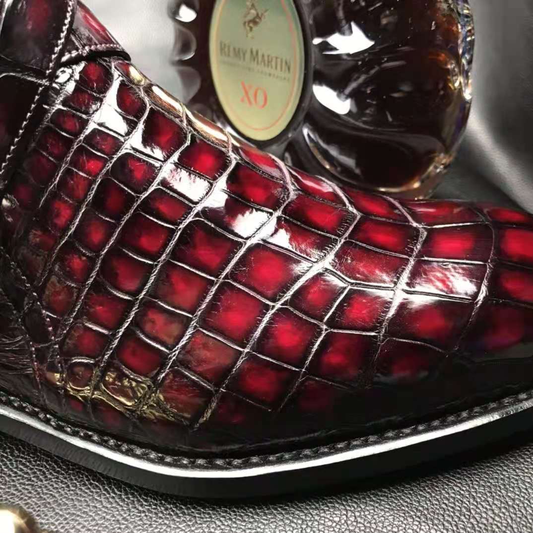 Crocodile Ankle Boots Handmade Dress Shoes Men's