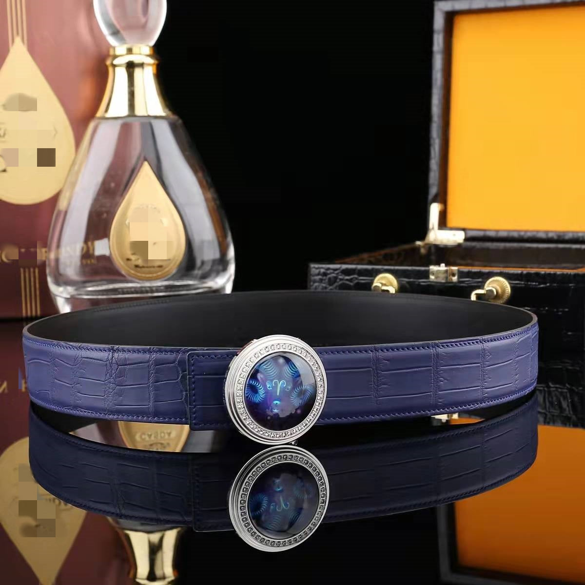 Crocodile Belly Belt With Luminous Buckle Men's