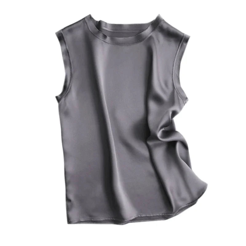 Women's Real Silk Satin Tank Tops Elegant Summer Vests