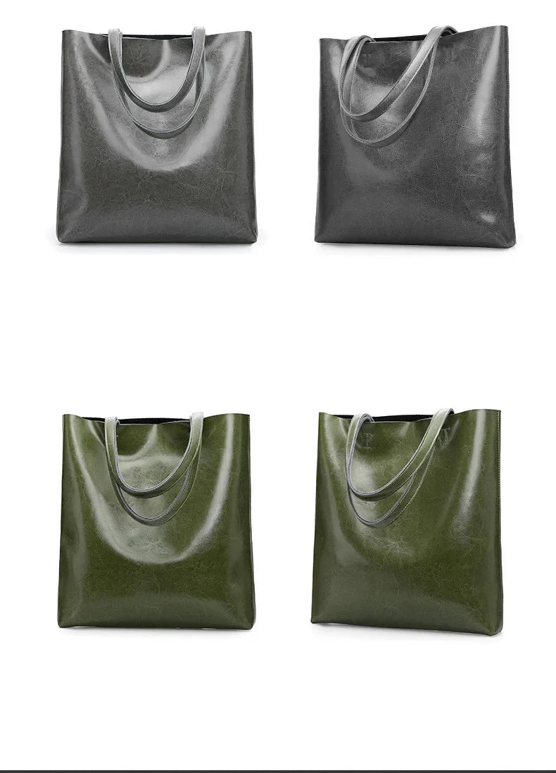 Real Genuine Leather Women's Shoulder Bags | Large Capacity Female Fashion Office Retro Handbag (Cow Leather, Big Bags for Women)