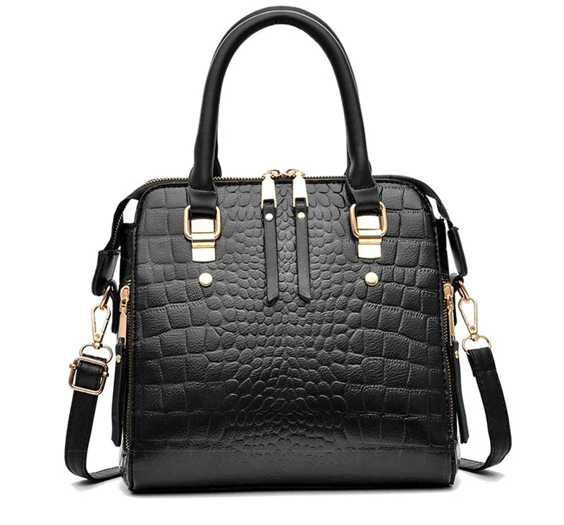 Luxury Crocodile Pattern Handbag for Women | Winter New PU Leather Tassel Shoulder Bag (Brands Design Handle Bag, Lady Purse)