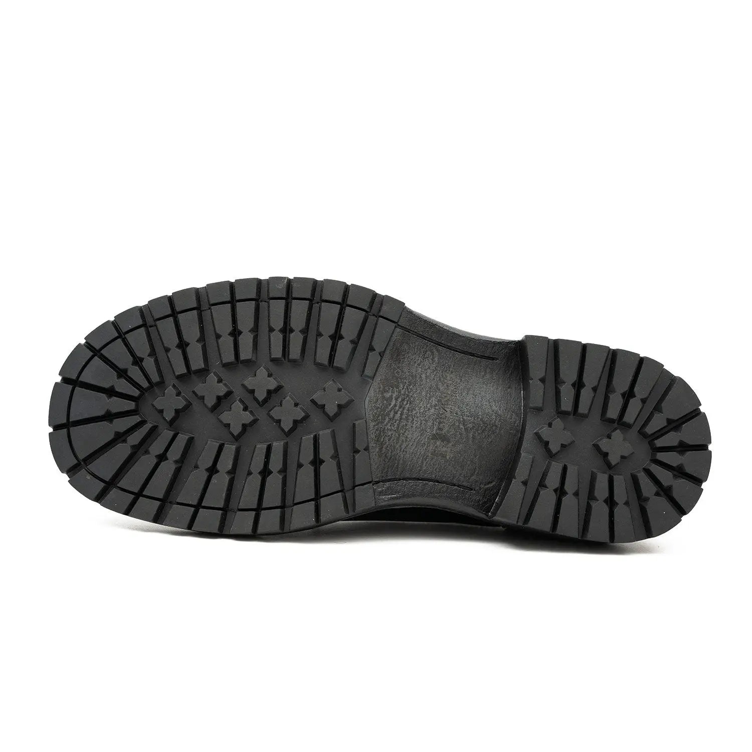 Handcrafted Big Toe Derby Shoes with Thick Sole Black