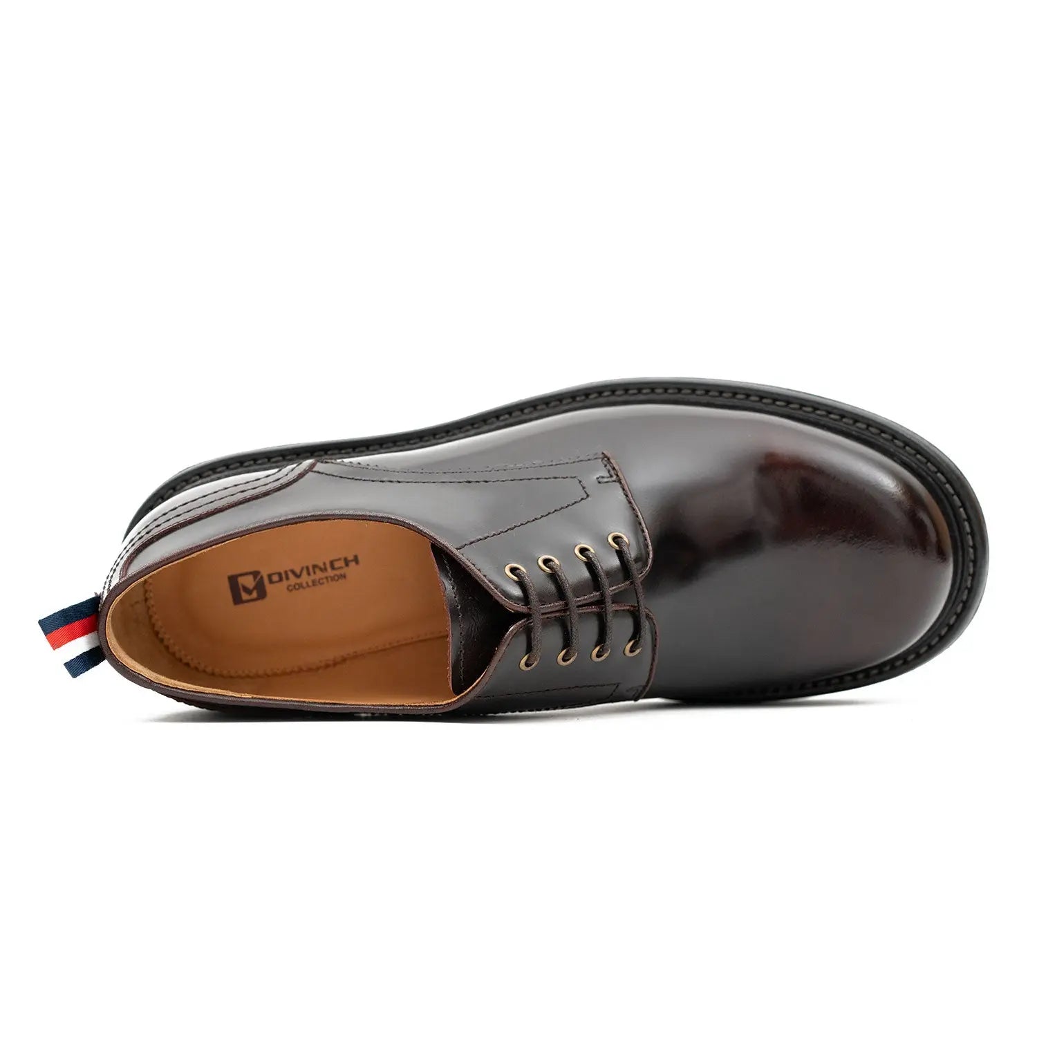 Handcrafted Big Toe Derby Shoes with Thick Sole Wine red