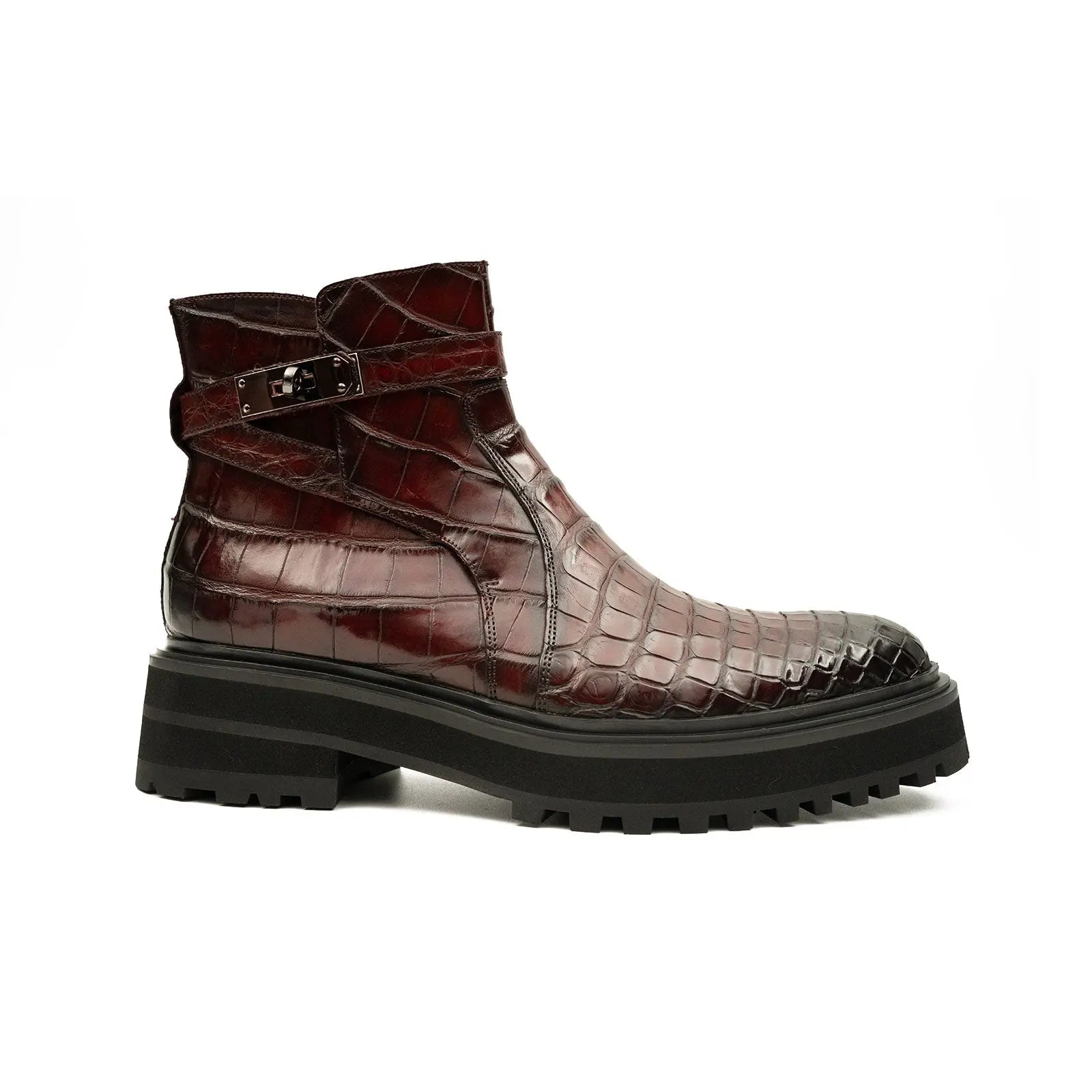 Handmade Nile Croc Chelsea Boots with Buckle