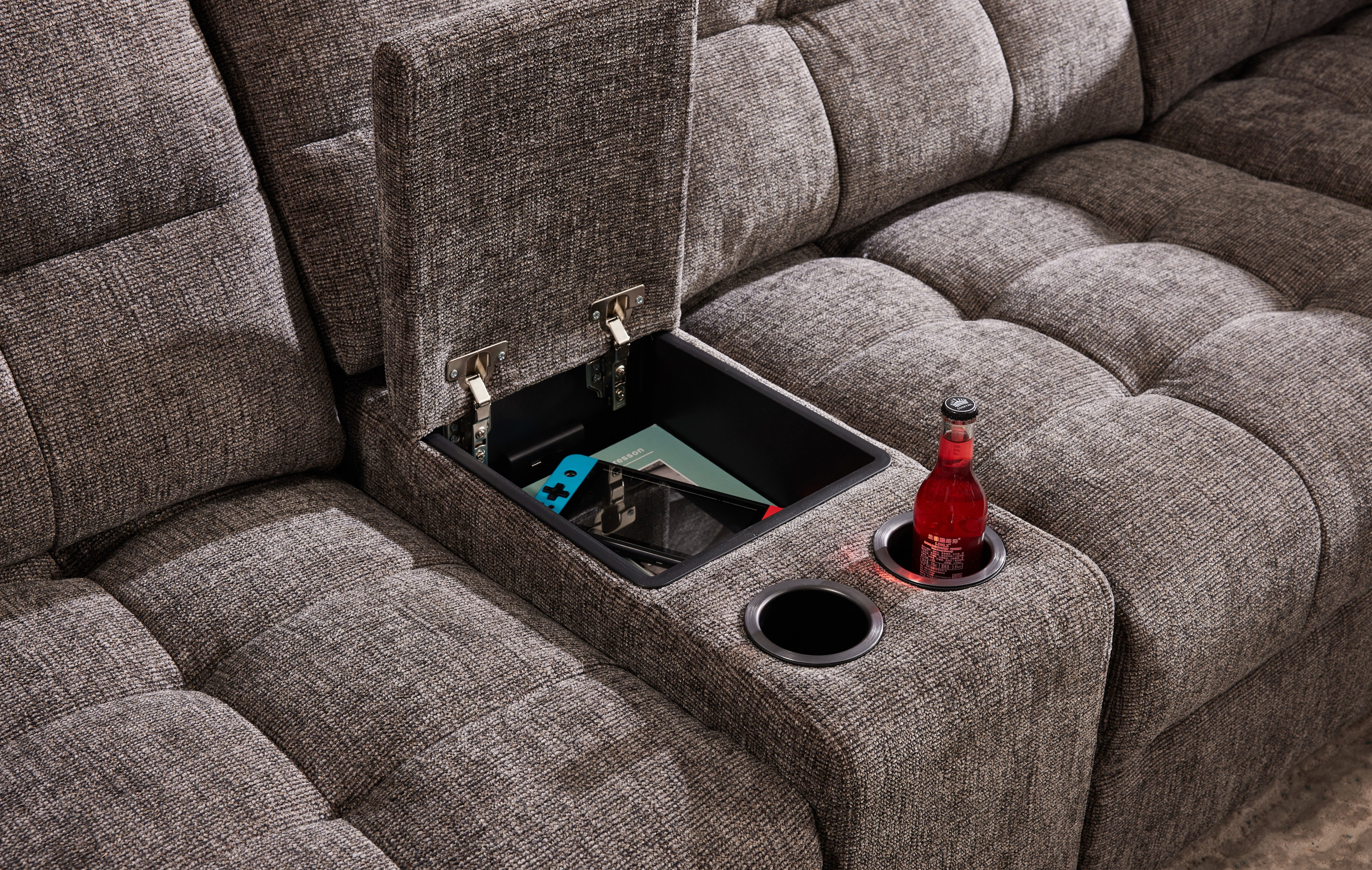 Haven Gunmetal 7-Piece Sleeper Sectional with Sliding Seats and Storage