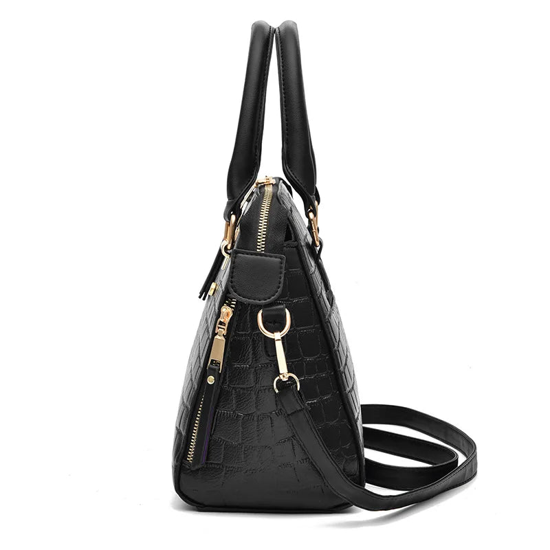 Luxury Crocodile Pattern Handbag for Women | Winter New PU Leather Tassel Shoulder Bag (Brands Design Handle Bag, Lady Purse)