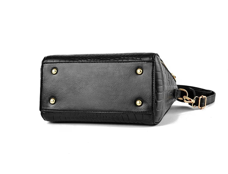 Luxury Crocodile Pattern Handbag for Women | Winter New PU Leather Tassel Shoulder Bag (Brands Design Handle Bag, Lady Purse)