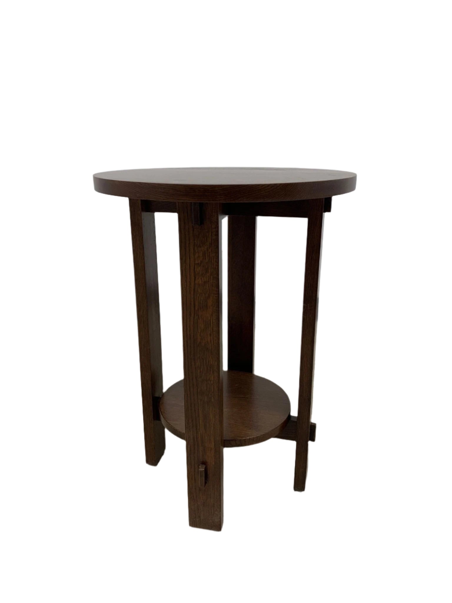Mission Style Oak Round End Table - Michael's Cherry