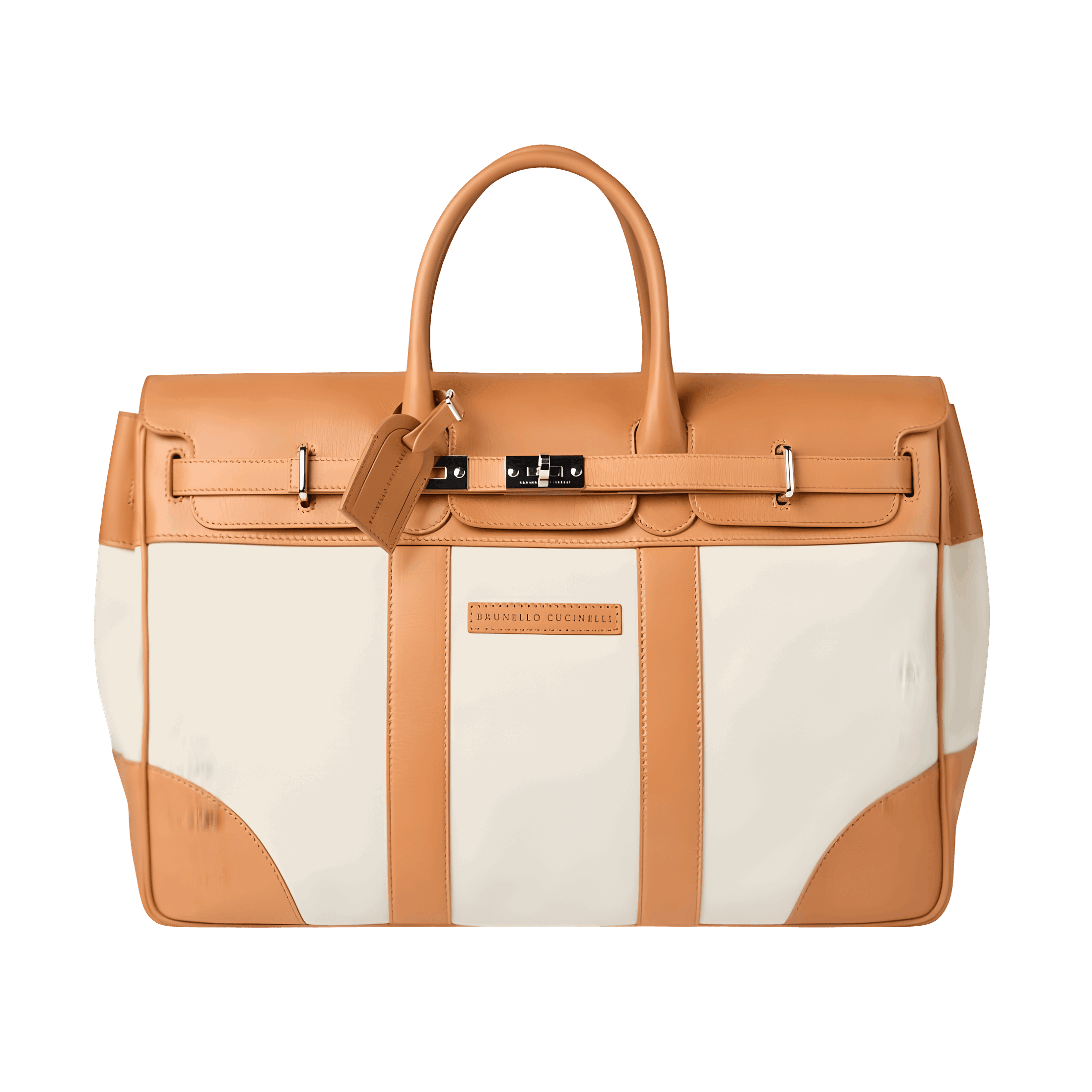 Brunello Cucinelli Grained calfskin and cowhide country bag