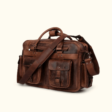 Roosevelt Buffalo Leather Pilot Bag in Dark Oak