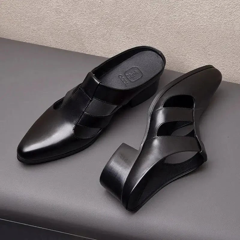 Elevated Leather Dress Sandals – Roman-Inspired Height Enhancement