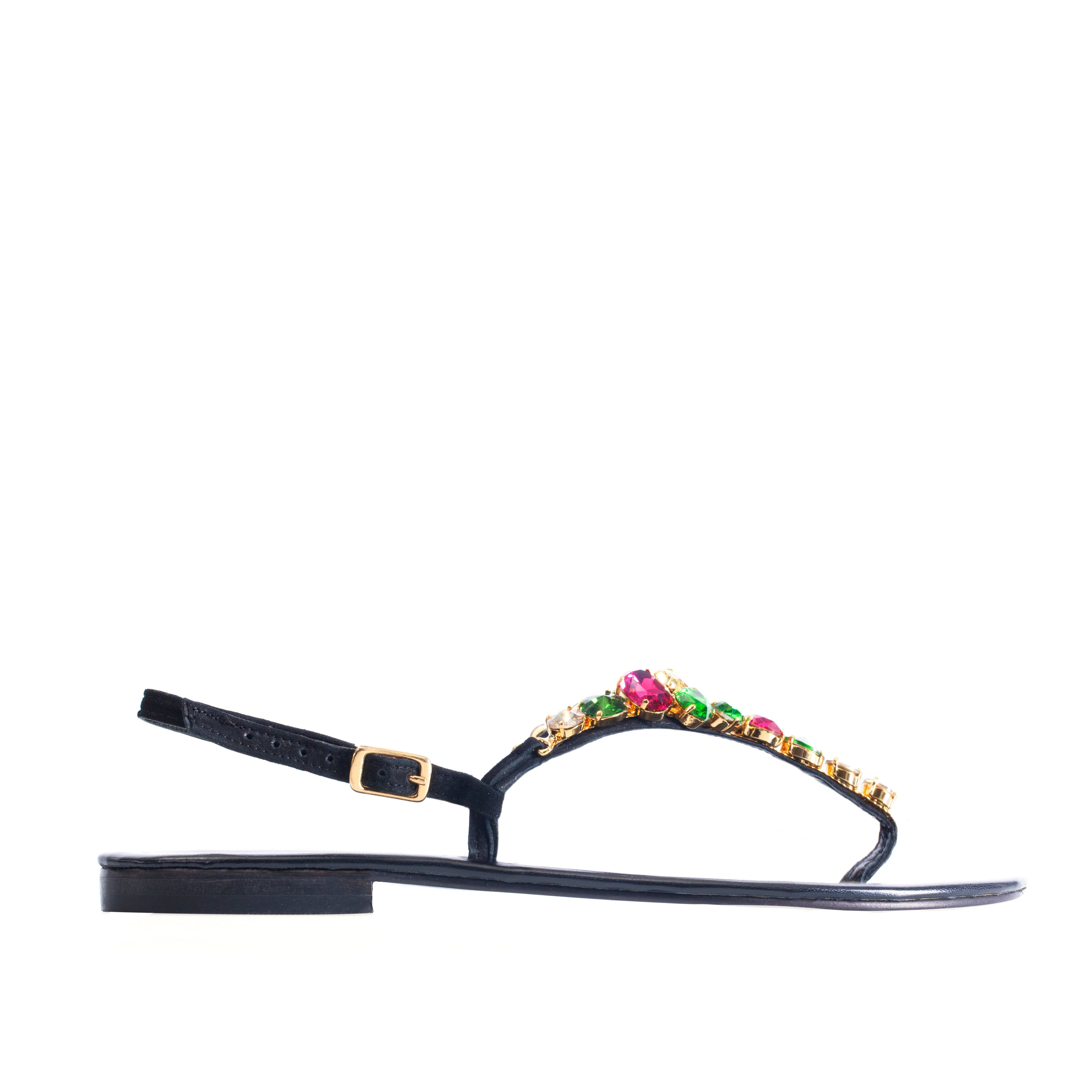 Black Suede with Multi Color Crystal