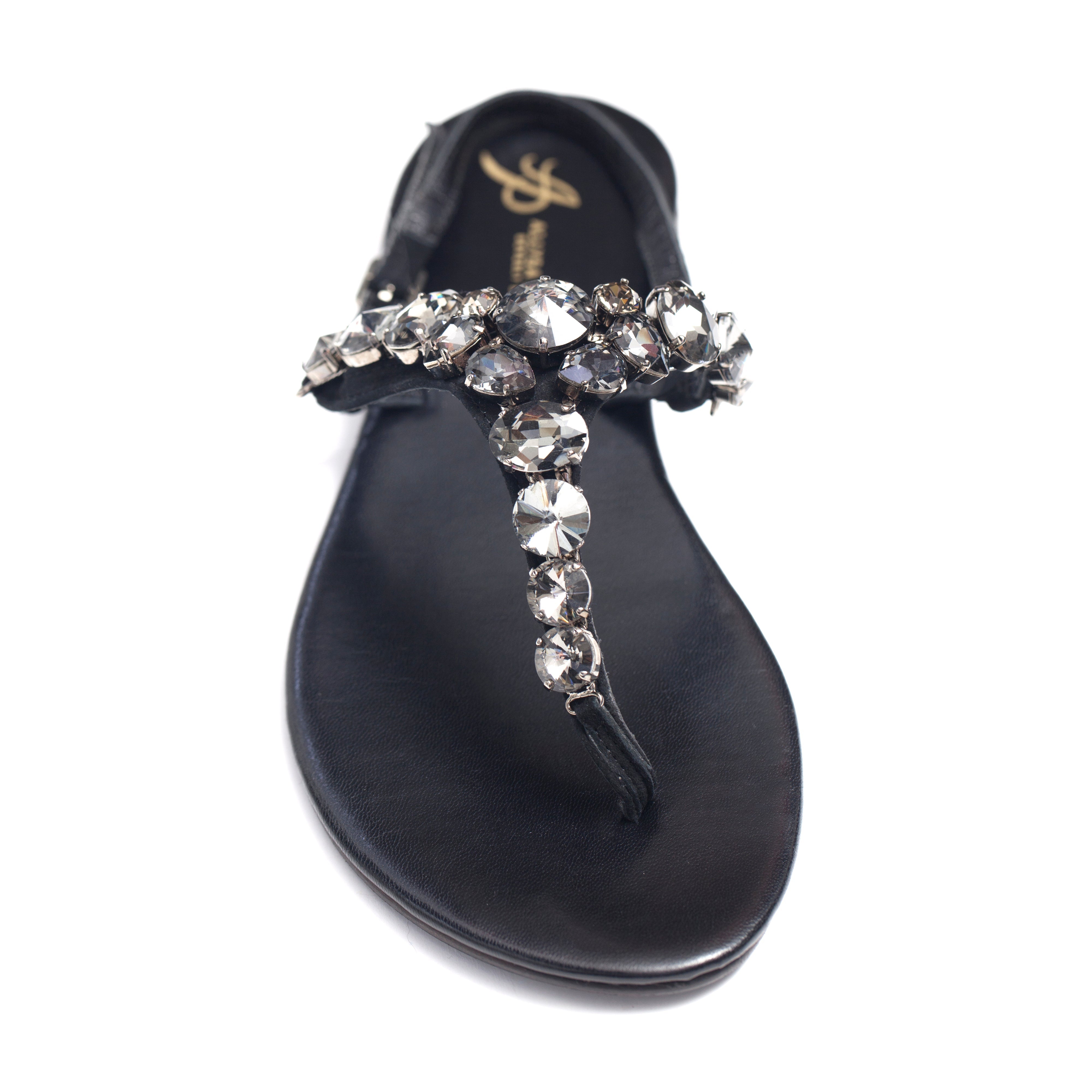 Black Suede with Gray Crystal