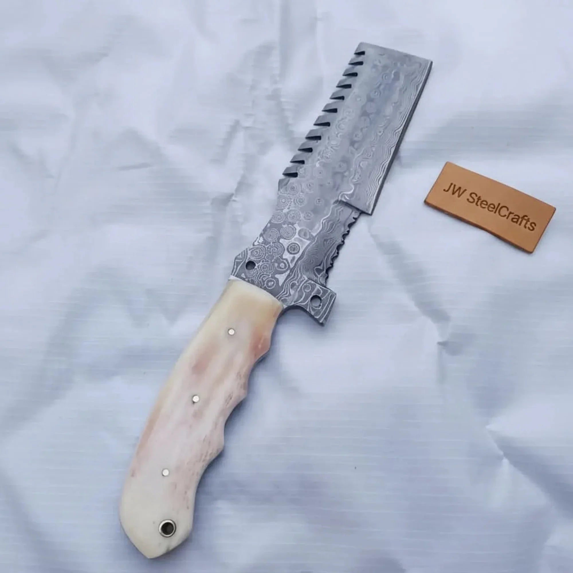 Ivoryedge Traditional Tracker Style Bull Knife 10" Bone Handle Fixed Blade Bushcraft Survival Knife