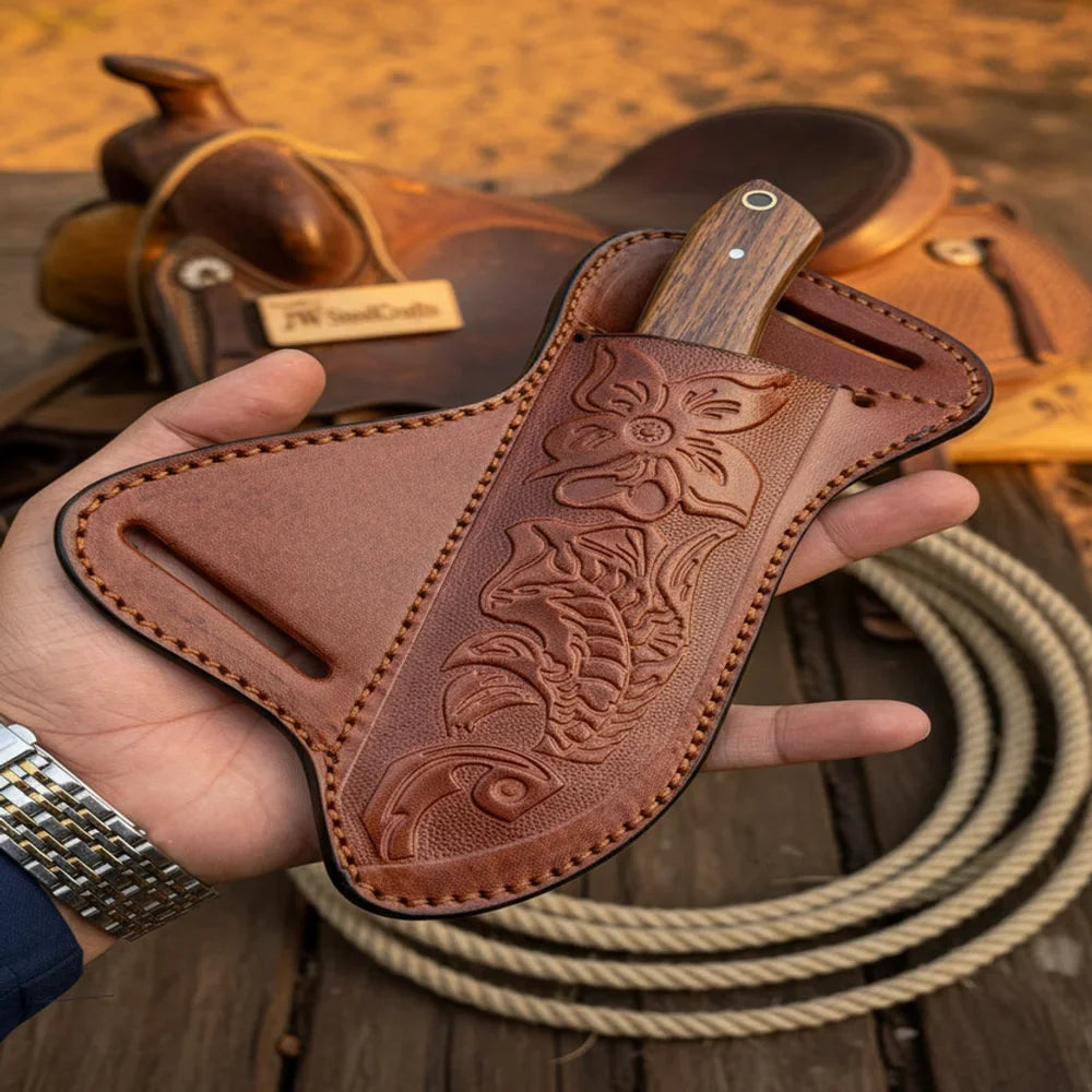 Darkwood Wide Skinner 7" Handmade Damascus Dark Wood Handle