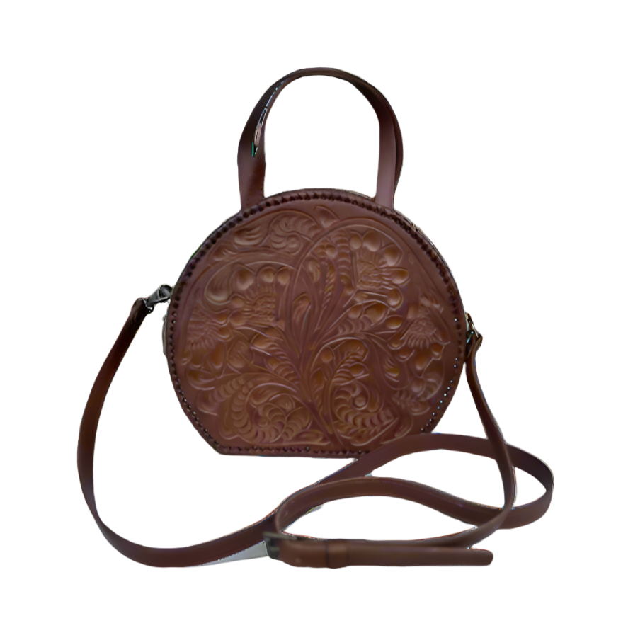 The Dixie| Hand-Tooled Leather Canteen Handbag