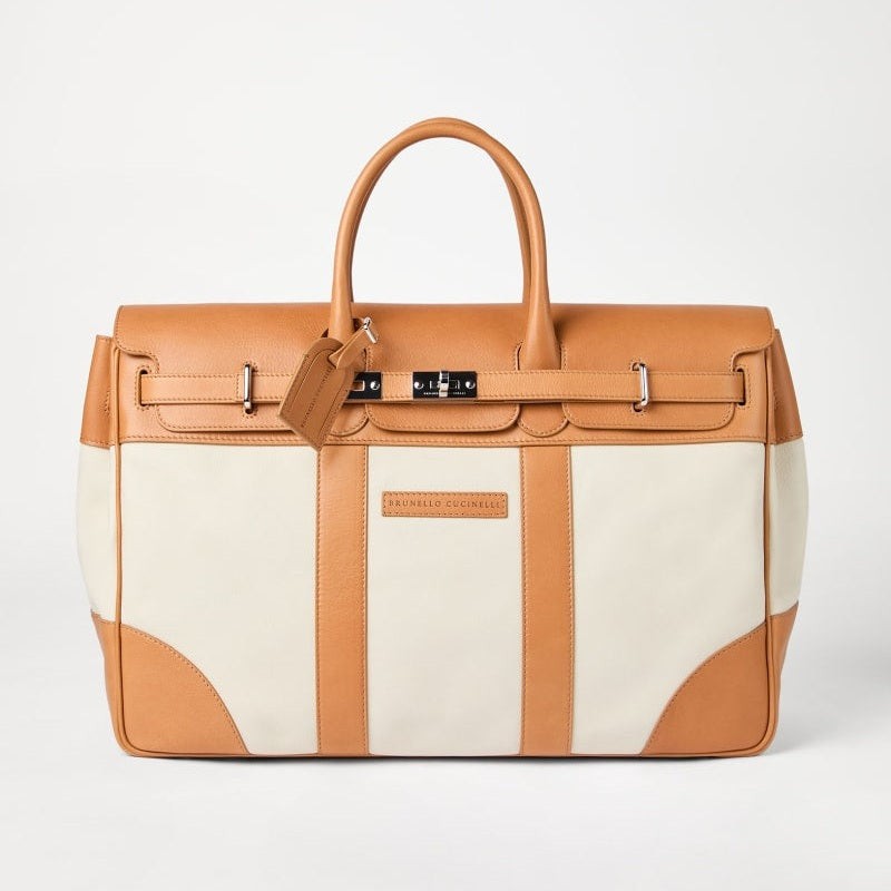 Brunello Cucinelli Grained calfskin and cowhide country bag