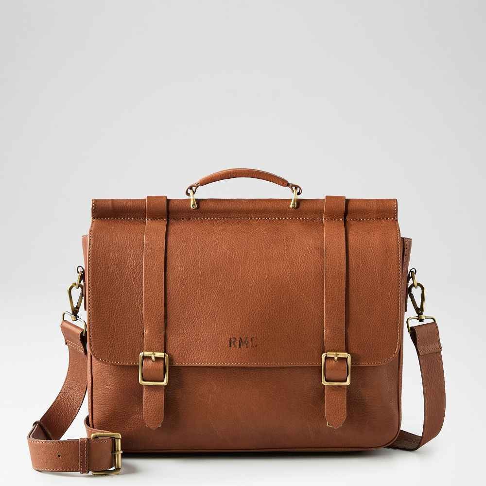 Harrison Leather Messenger Bag - Premium Full-Grain Leather Briefcase