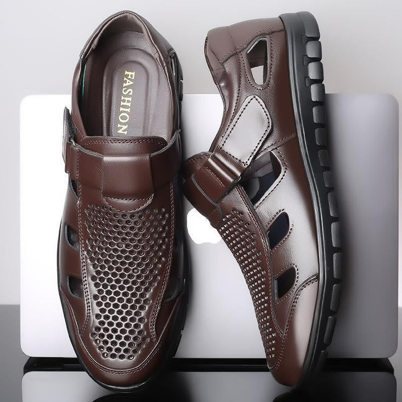 Premium Leather Sandals for Men - Breathable Summer Comfort Shoes