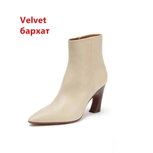 Genuine Leather Knee-High Heeled Boots
