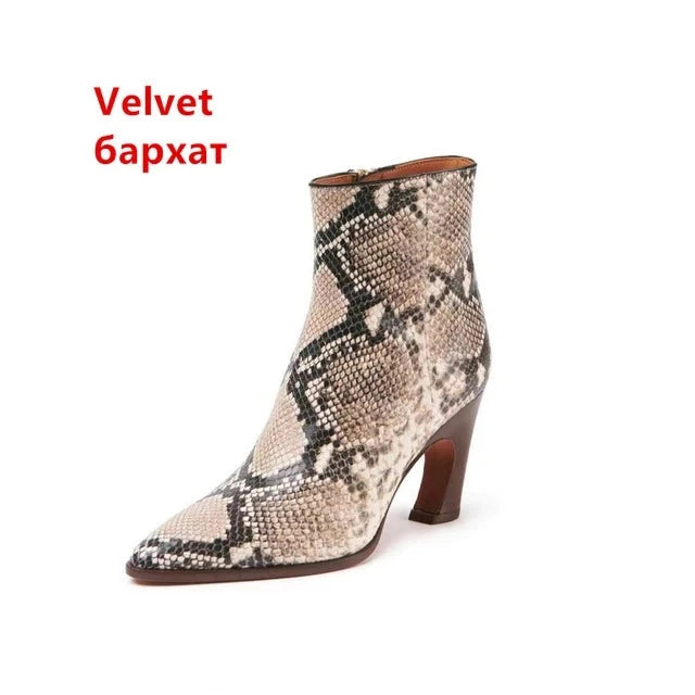 Genuine Leather Knee-High Heeled Boots