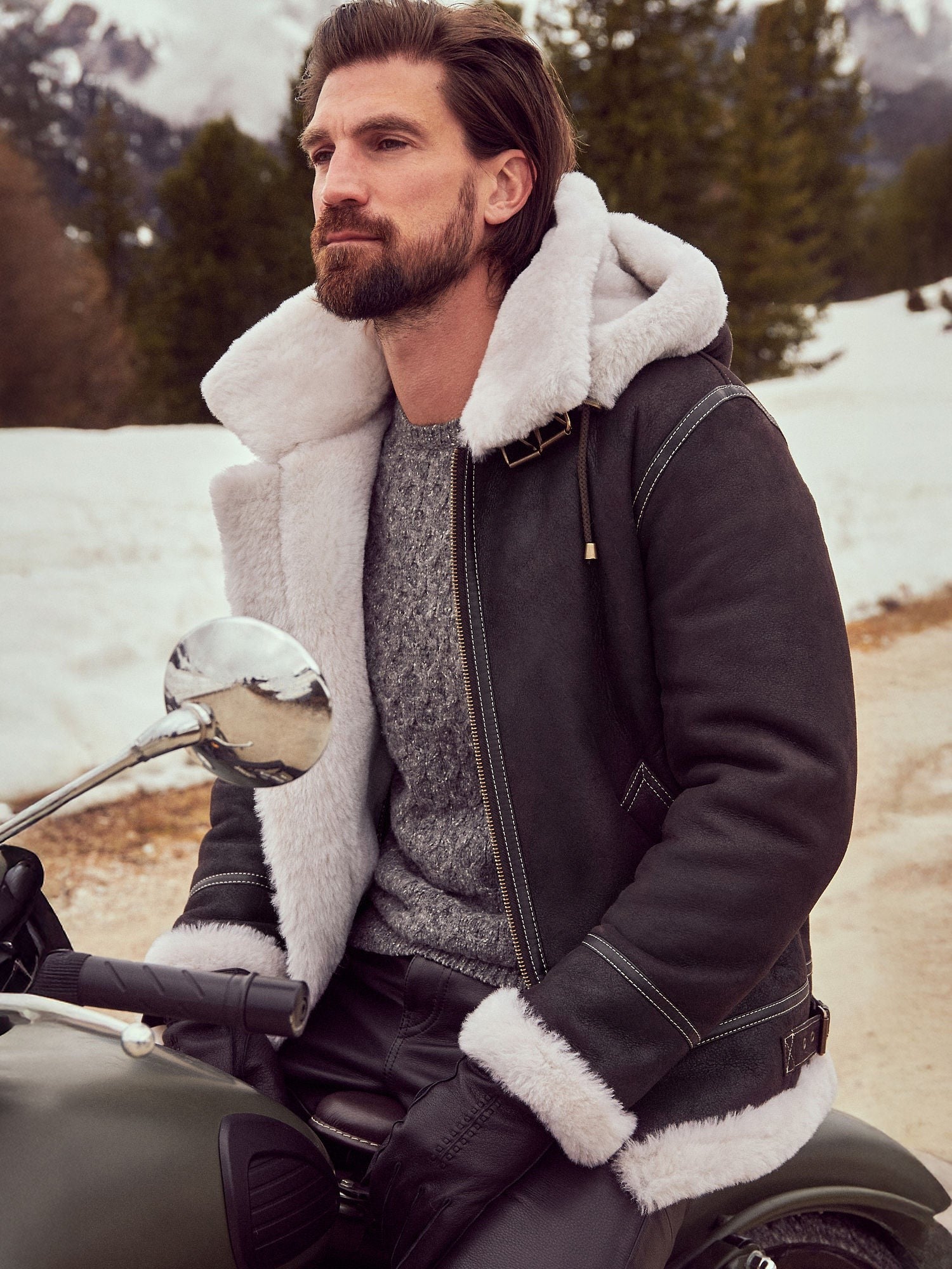 Overland Classic Sheepskin B-3 Bomber Jacket
