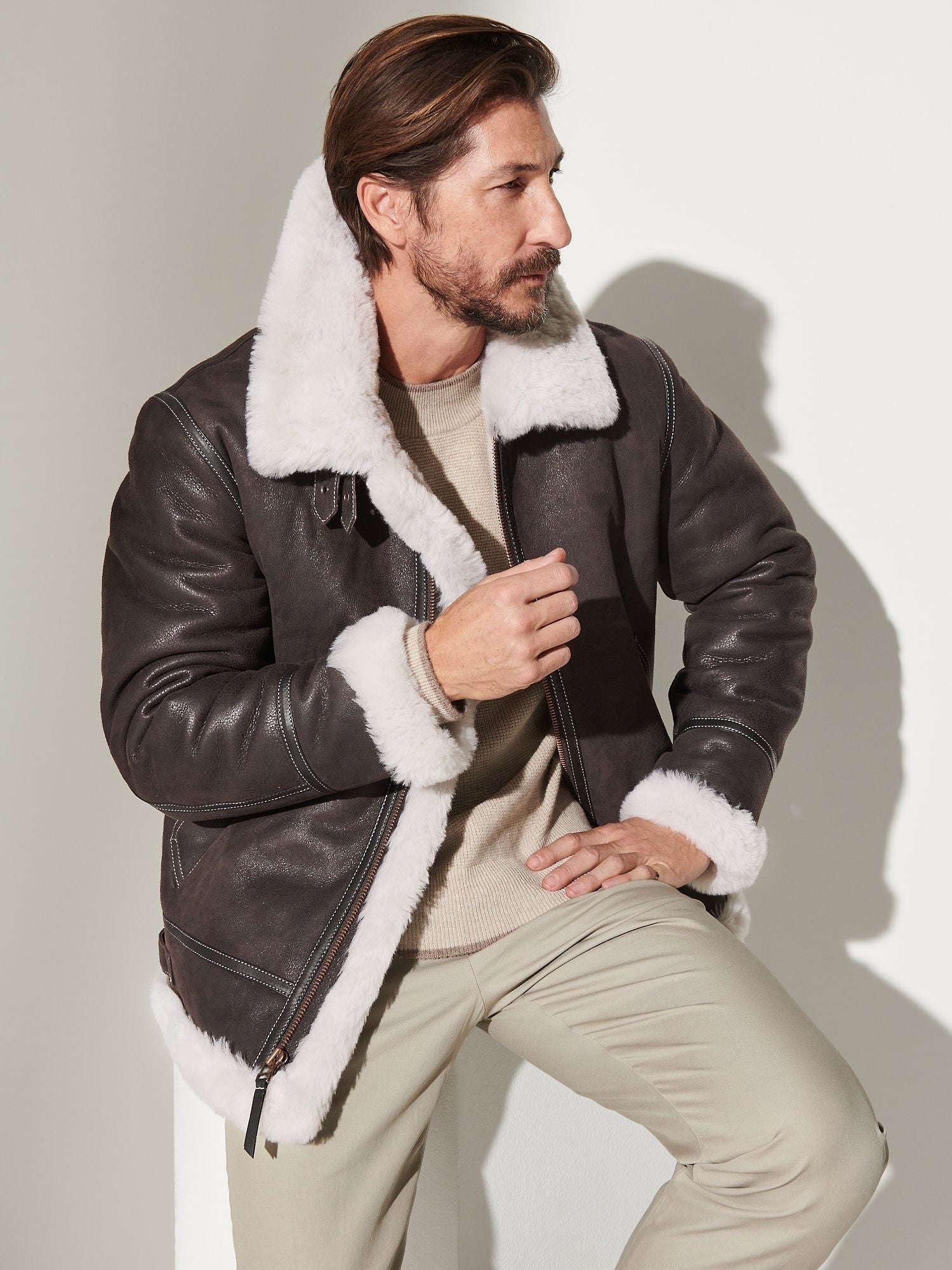 Overland Classic Sheepskin B-3 Bomber Jacket
