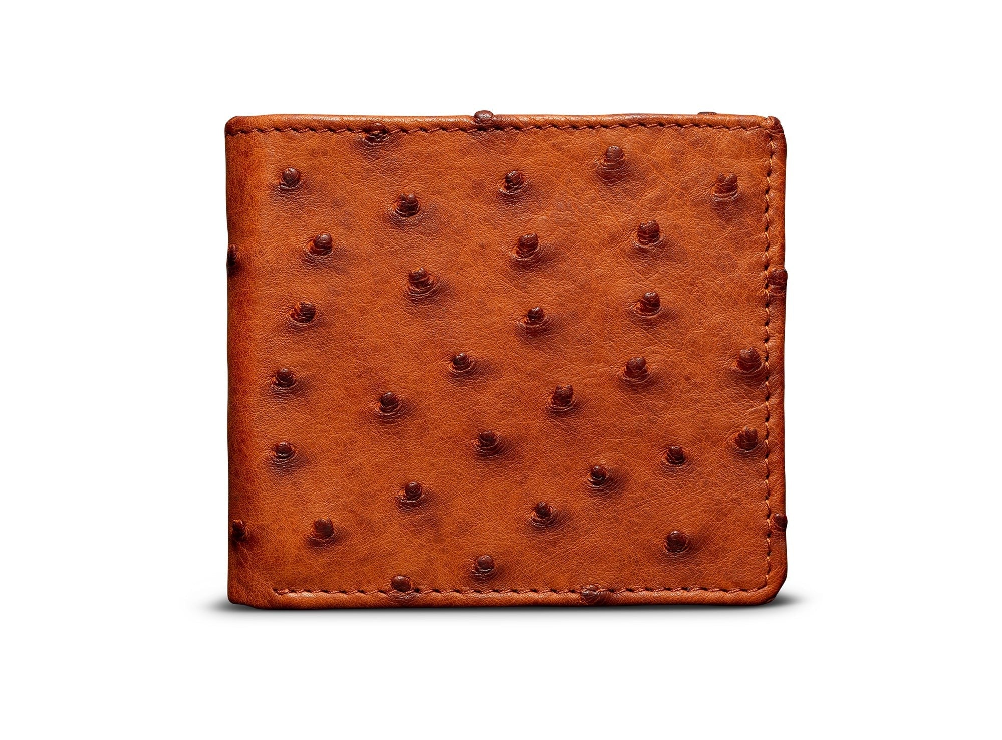 Handcrafted Ostrich Leather Billfold in Pecan