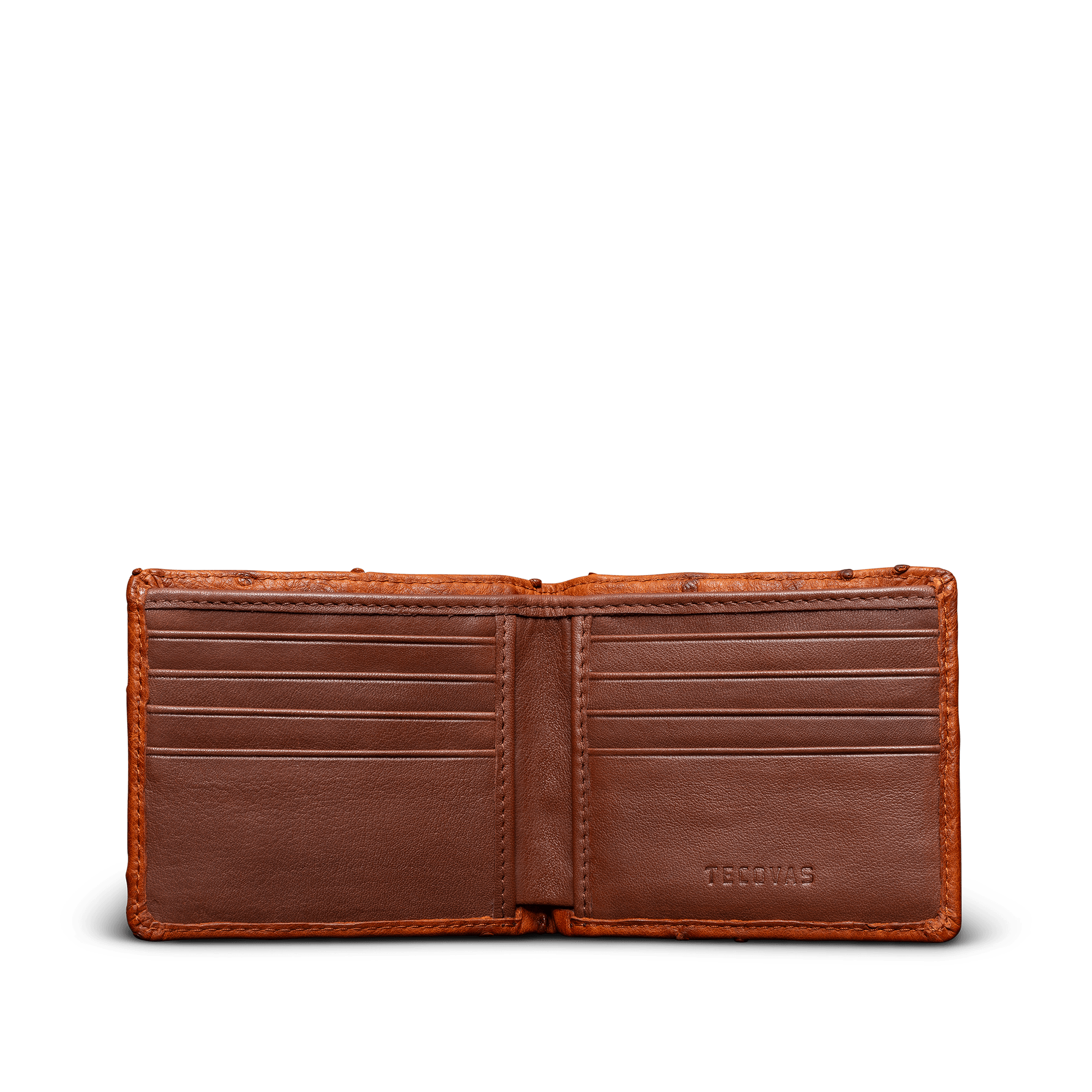 Handcrafted Ostrich Leather Billfold in Pecan
