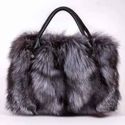 Fox Fur Leather Handbag – Multicolor Crossbody Shoulder Bag