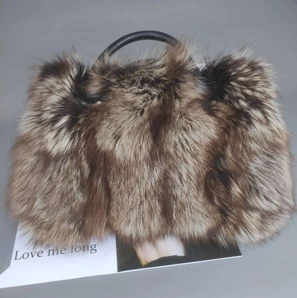 Fox Fur Leather Handbag – Multicolor Crossbody Shoulder Bag