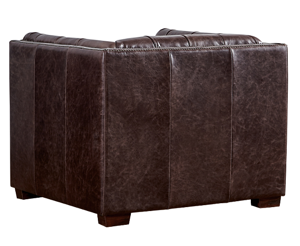 Tuxedo Leather Arm Chair - Dark Brown