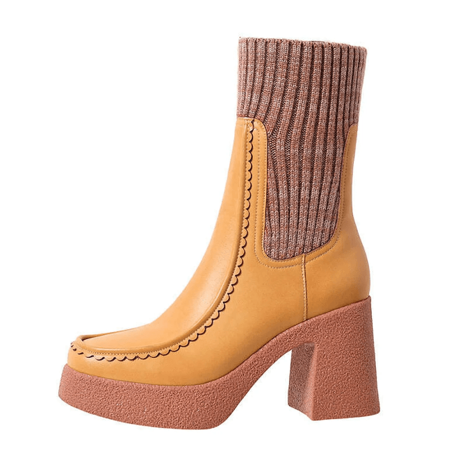 Genuine Leather Platform Ankle Boots
