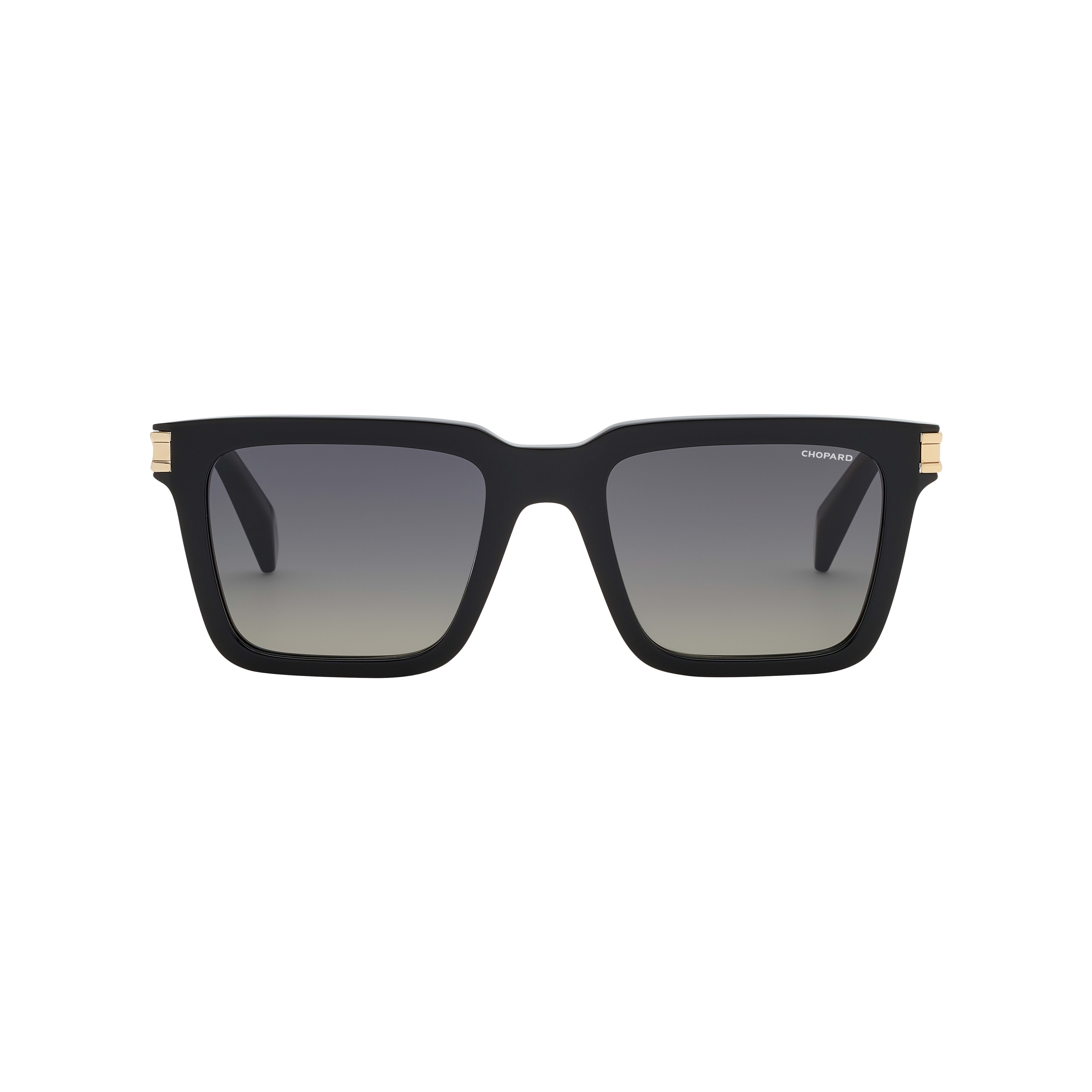 Chopard L.U.C Shiny Black Sunglasses – Premium Bio-Acetate with Onyx Stone Detail